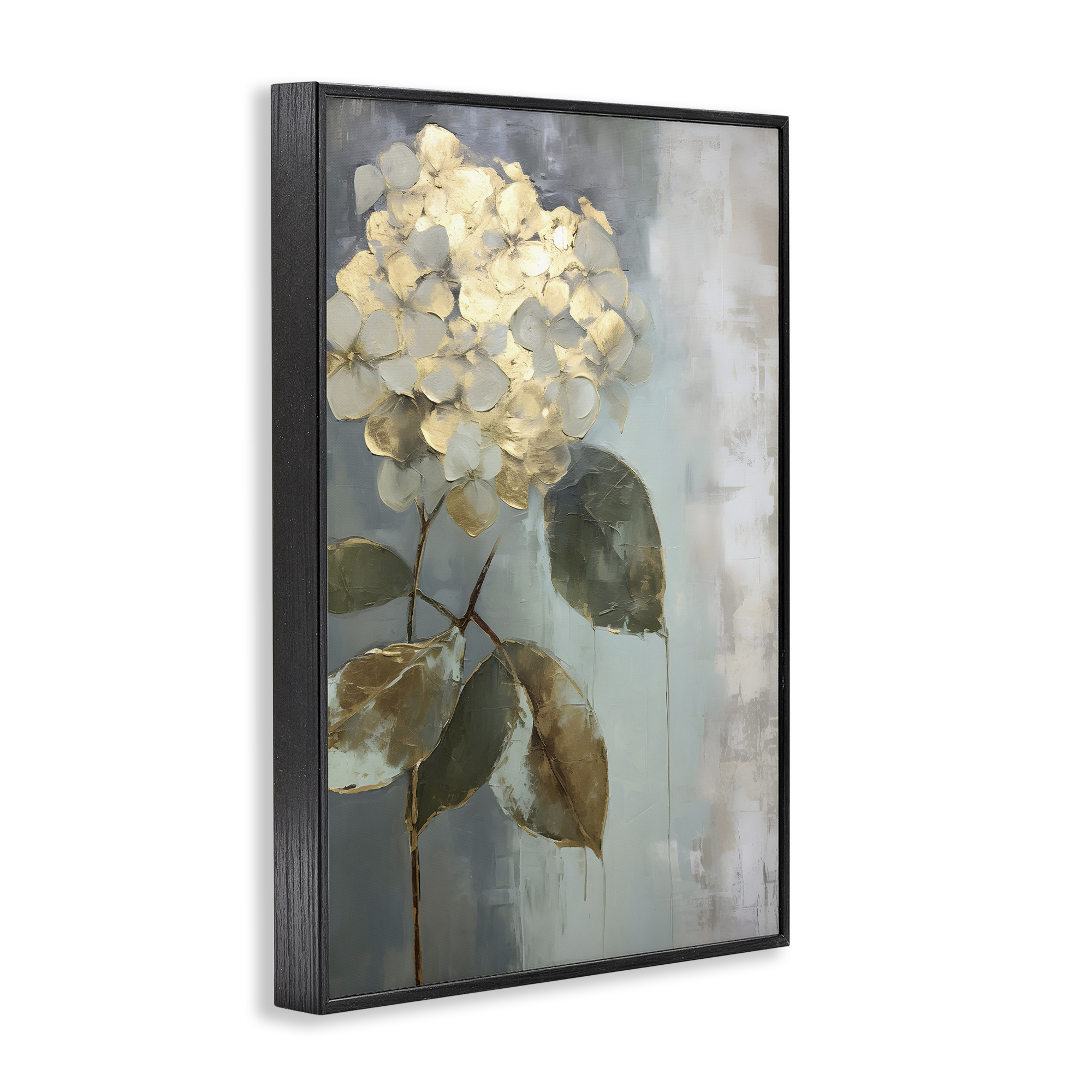 Stupell Industries Distressed Hydrangea Bloom Botanical & Floral Painting Black Framed Art Print Wall Art, 16 x 24