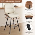 thumbnail image 4 of MYFUNT Bar Stools Set of 2, Mid-Century Modern 26" Counter Height Barstools with Walnut Back & Footrest, Upholstered PU Leather Bar Chairs Island Stools for Kitchen Counter, Beige, 4 of 7