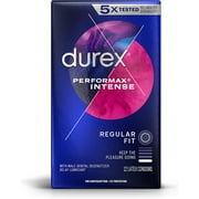 Durex Performax Intense Condoms, Ultra Fine, Ribbed, Dotted with Delay Lubricant Natural Rubber Latex Condoms for Men, FSA & HSA Eligible, 12 Count (Packaging May Vary) (Pack of 2)