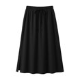 thumbnail image 5 of Miluxas Women's Plus Size Drawstring Waist Maxi Skirt with Pockets Solid High Waist A Line Side Slit Skirts for office & Casual Wear Black, 5 of 6