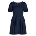 thumbnail image 5 of Scoop Women’s Button Front Mini Dress with Puff Sleeves, Sizes XS-XXL, 5 of 5