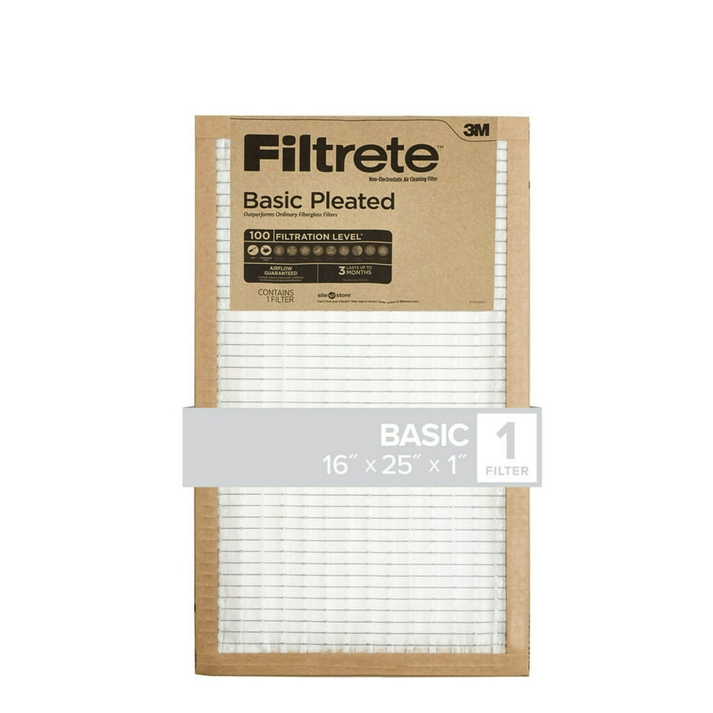Filtrete 16X25x1, Filtrete Basic Pleated HVAC Furnace Air Filter, 100