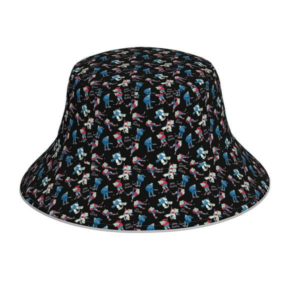 Saiise Play Hockey Print Men and Women Night Reflective Hat Runner Cap Visor Bucket Hat Boonie Cap