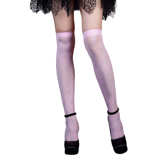Fgnfyis Chaussettes d'Halloween pour Femmes Mode Imprimé Squelette Chaussettes Cuissardes Fête Bas Empilables Tenue Décontractée Extensibles Douces Confortables RD1