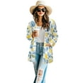 thumbnail image 2 of SCRAWLGOD Lemons Women Long Cardigans Lightweight Sweaters for Women Fall Outfits Long Sleeve Cardigan Sweaters for Women Travel Size M Comfy Sweater Jacket, 2 of 7