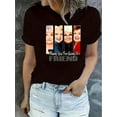 thumbnail image 1 of T-Shirt Femme Imprimé Portrait Chic - Col Rond Décontracté, Manches Courtes, Mélange Polyester Extensible, Lavable en Machine - Parfait pour l'Été & Tenue Décontractée Fête des Pères, Fête des Mères, Nouvel An, Festival de Printemps, 1 of 6