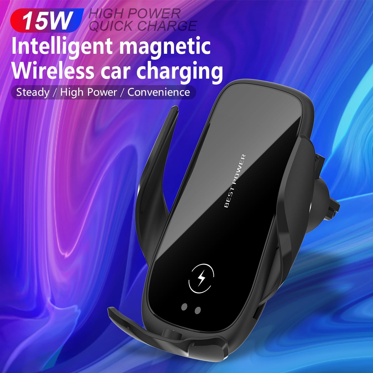 Wireless Car Charger 15W Fast Charging, Auto-Clamping Air Vent Car Charger Compatible with iPhone 12/11 Pro Max, Samsung S21 / S20 / S10 / Note 20 Series by FreedomTech