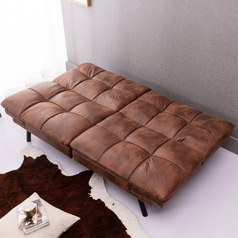 Brown leather 2024 futon walmart