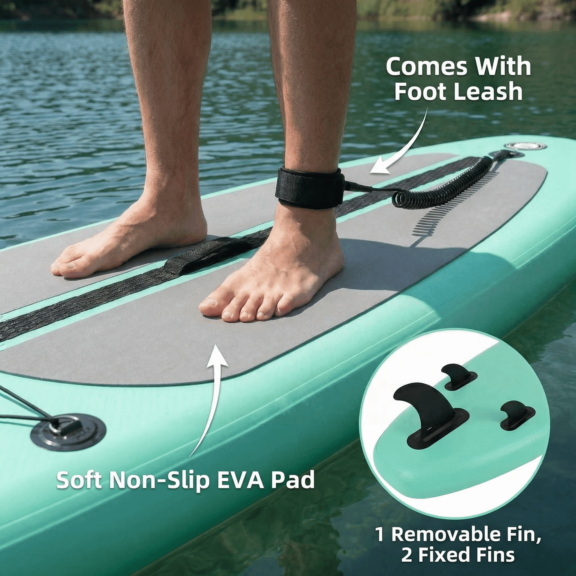 TLSUNNY 12' Inflatable Sup Paddle Board Portable Adjustable Stand Up Fishing Paddle Board Non-Slip