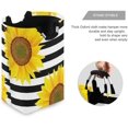 thumbnail image 3 of SHILIU-Sunflowers Striped Laundry Basket Collapsible Laundry Hamper with Handle Foldable Laundry Bin, 3 of 4