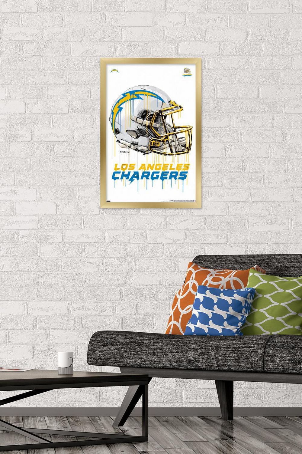 NFL Los Angeles Chargers - Drip Helmet 20 Wall Poster, 14.725" x 22.375" Framed