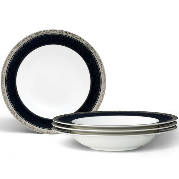 Noritake Odessa Cobalt Platinum Set of 4 Soup Bowls