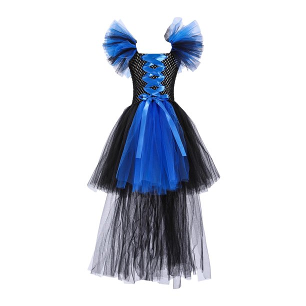 Vestido sin mangas con cuello redondo hasta la rodilla para niños de Europa y Estados Unidos, vestido de princesa de malla, ropa de juego de rol de payaso de Halloween, ropa de actuación para fiestas