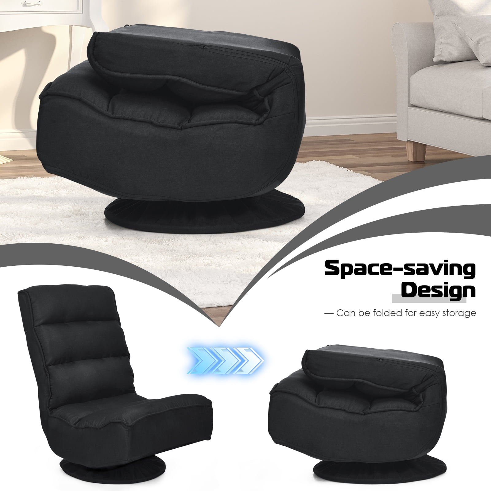 Giantex Rotatable Floor Chair, Foldable Floor Chair, Floor Seat Cushion, Lazy Sofa for Meditation, Yoga, Ideal for Home & Office