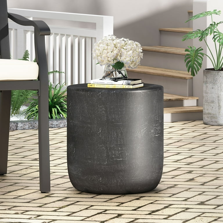 Acosta Lightweight Concrete Outdoor Side Table Matte Black Walmart
