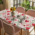 thumbnail image 3 of Valentines Table Cloths for 4 Foot Rectangle Tables, Pink Red Love Heart Green Botanical Spring Patio Waterproof Elastic Fitted Tablecloths, Washable Rectangular Table Cover for Camping, 3 of 8