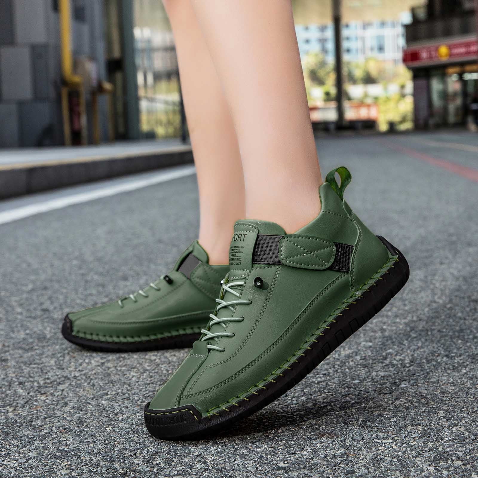 Women Men Handmade Leather Comfortable Orthopedic Sneakers Outdoor Waterproof Non- on Shoes Soft Lightweight Loafers Barefoot Boots for Hiking, Walking & Driving