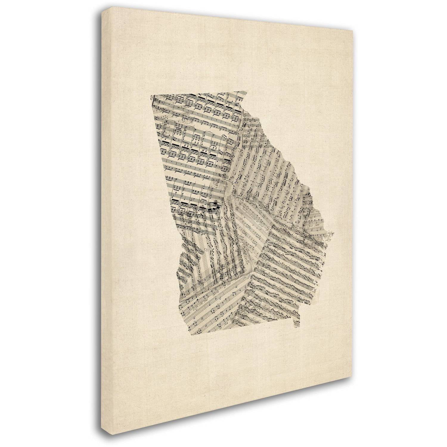 Trademark Fine Art "Old Sheet Music Map of Georgia" Canvas Art by Michael Tompsett
