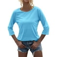 thumbnail image 2 of Dellytop Women O-Neck 3/4 Sleeve Solid Casual Basic T Shirt, 2 of 3