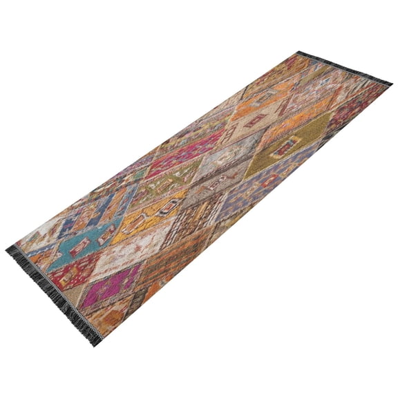 Vintage Modern Runner Rug,Non Slip Machine Washable 72"x23.5" Polyester Material Pet-Friendly Durable,Applicable to Entryway Rug Living Room Rug Moroccan Wedding Carpet
