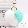 thumbnail image 3 of Llaveros de bolas de felpa de arcoíris para mujer, colgante decorativo con forma de corazón de pompones, accesorios para bolso, llavero de moda para coche, 3 of 4