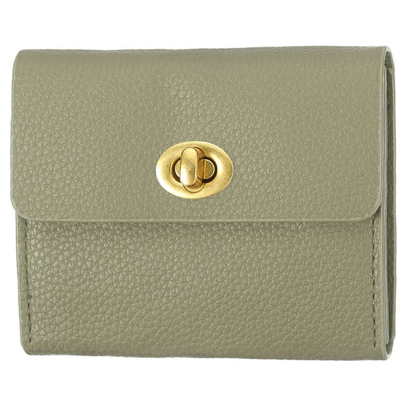 Uxcell Small Leather Wallets for Women with Metal Buckle, Stylish Card Holder Wallet Card Case Coin Purse for Cash Business Men and Women, Light Green