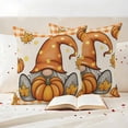 thumbnail image 3 of Orange Gnomes Fall Outdoor Waterproof Pillow Covers, Thanksgiving Pumpkins Plaid Leaves Rustic Decorative Square Throw Pillowcase Sofa Cushion Sham for Patio/Couch/Chair, 24"x24" 2 Pack, 3 of 8