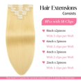 thumbnail image 2 of Extensiones de cabello humano con clip, color rubio, 105 g, 50 cm, 2 of 7