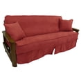 thumbnail image 1 of Solid Microsuede Double Corded 8 to 9-inch Full Futon Slipcover Set with Two 18-inch Throw Pillows (Set of 3) - Cardinal Red, 1 of 1