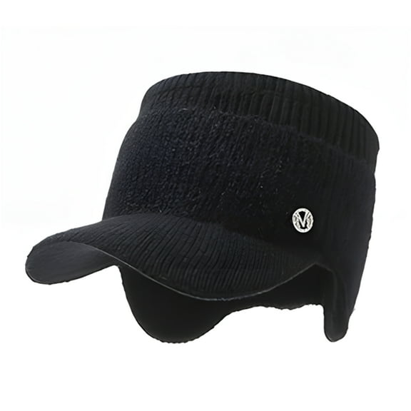 ievspot Women Winter Knitted Hat with Long Brim Thick Ear Protection Keep Warm Elastic Outdoor Cap Outdoor Peaked