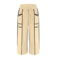 thumbnail image 4 of Delayuji Womens Capri Pants Casual Summer Baggy Wide Leg Pants Elactic Waist Barrel Pants Women With Pockets, 4 of 7