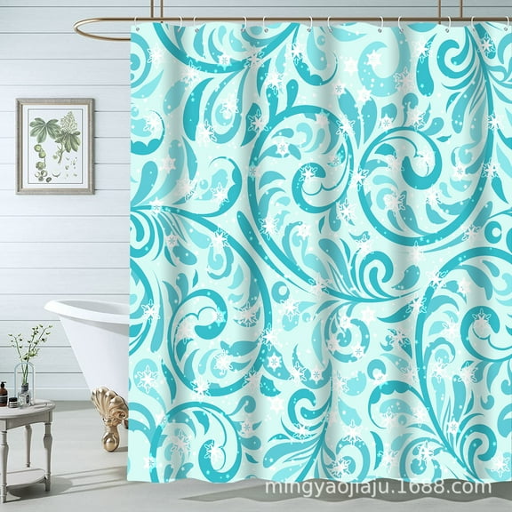 Digital Printed Shower Curtain Polyester Waterproof Mildew-proof Shower Curtain Thickened Partition Curtain 0.9M * 1.8M