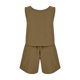 thumbnail image 4 of Conjunto de dos piezas de pantalones cortos holgados de cintura alta sin mangas en color liso para mujer, ideal para la primavera y el verano: elegante, transpirable y fácil de combinar., 4 of 5