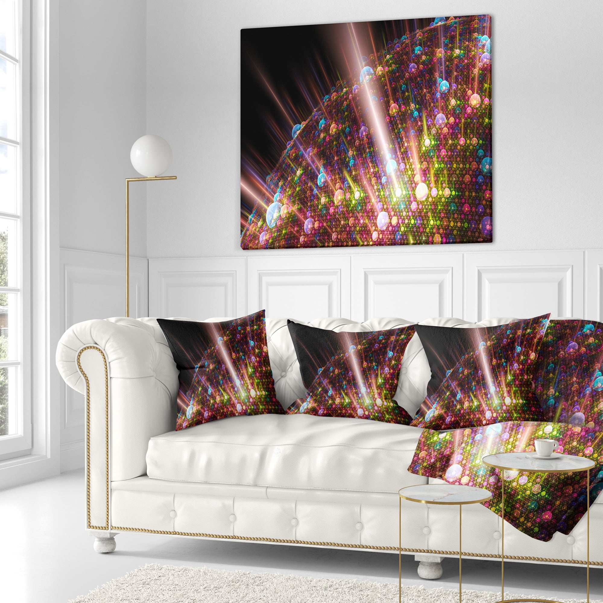 Designart Multi Color Solar Bubbles Planet - Abstract Throw Pillow - 16x16