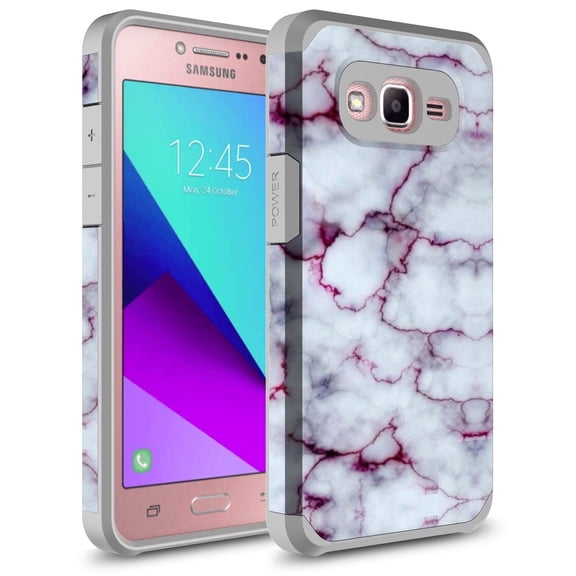 Galaxy On5 Case, KAESAR Slim Hybrid Dual Layer Shockproof Hard Cover Graphic Fashion Cute Colorful Silicone Skin Case for Samsung Galaxy On5 / SM-G550 - Pluple Marble