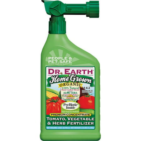 Dr Earth 1017 Tomato Vegetable and Herb Fertilizer, 32 oz, Bottle, Brown,