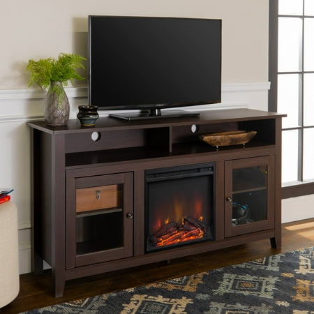 Woven Paths Highboy 2 Door Electric Fireplace TV Stand for TVs up to 65", Espresso