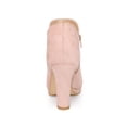 thumbnail image 2 of Unique Bargains Bottes à Talon Épais à Bout Rond pour Femme, Cheville, Rose Poudré (Taille 7), 2 of 7
