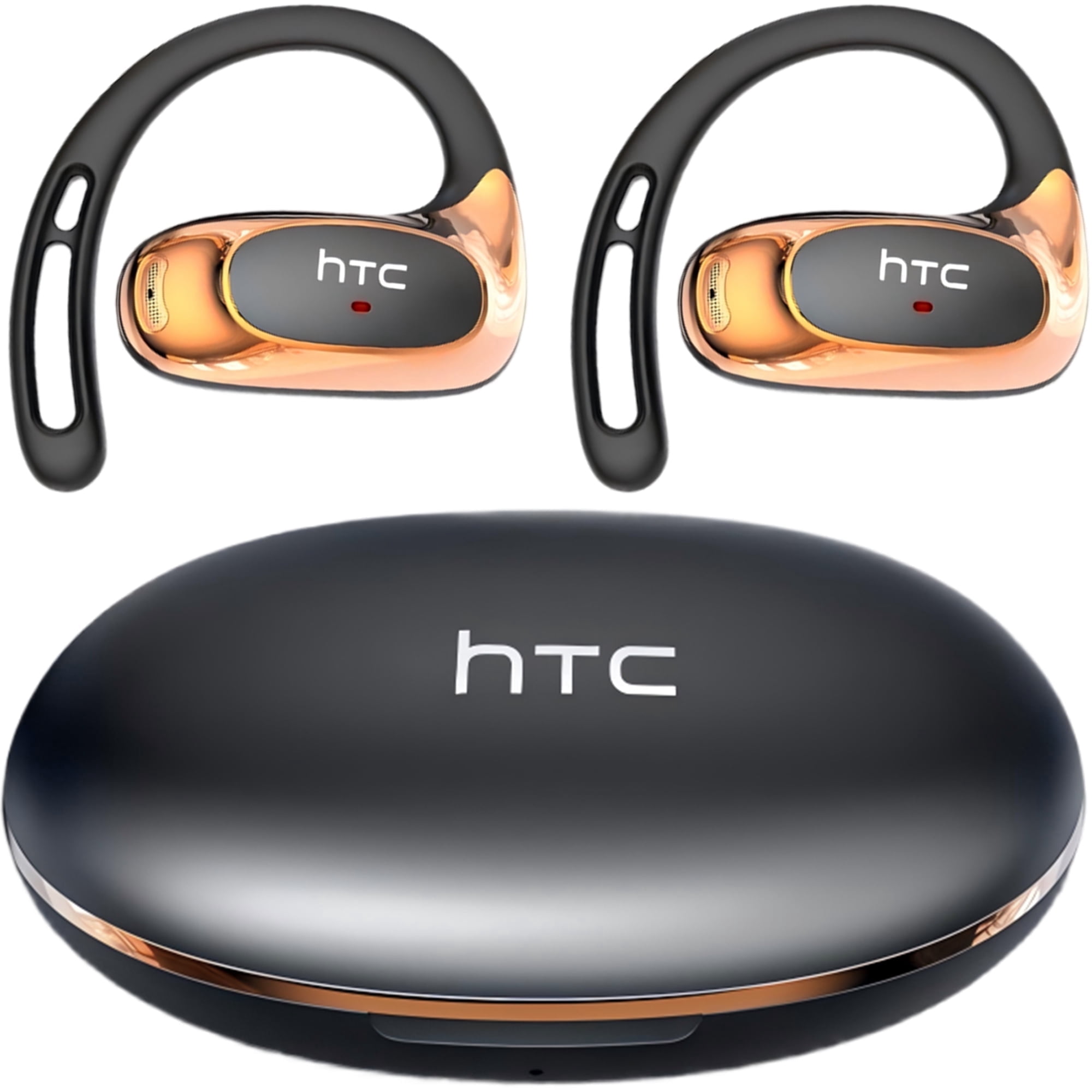 HTC NE35 Wireless Earbuds Open Ear Headphones Sports, Bluetooth 6.0 Earbuds, 48h Support 130 AI Languages Translator Earbuds IPX6 Waterproof,Black