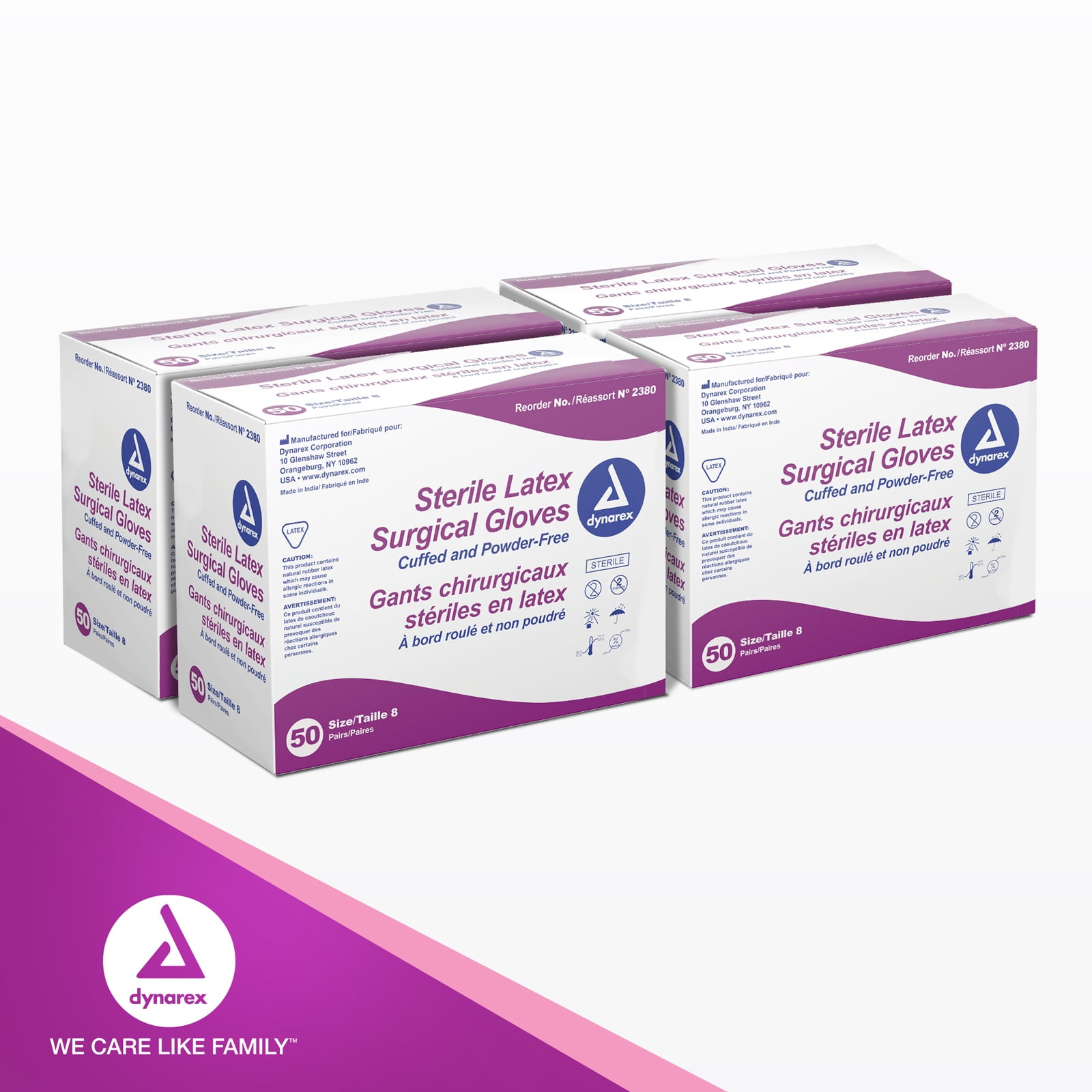 Dynarex Sterile Disposable Latex Surgical Gloves, Powder-Free, Sterilely Packaged in Pairs, Professional Medical & Healthcare Use, Veterinary Clinic, Bisque, Size 8, 1 Case of 200 Pairs of Gloves