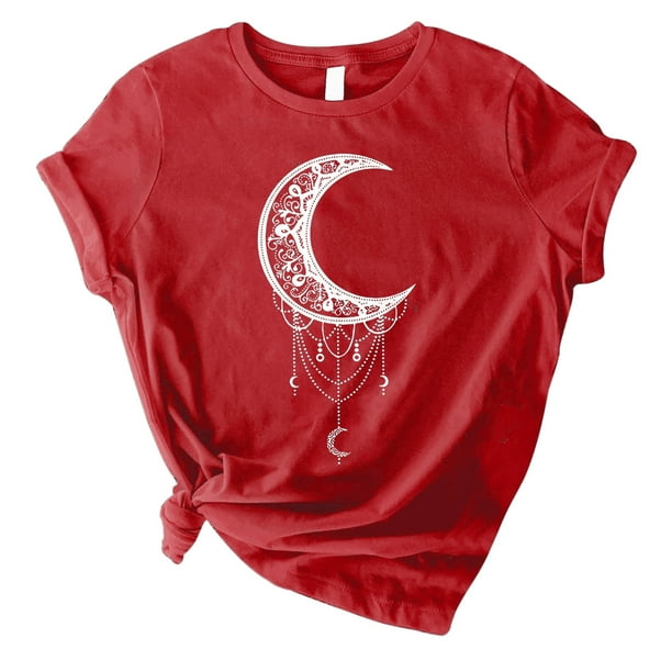 Fridja T Shirt Col Rond Imprim Lune pour Femme T Shirt