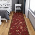 thumbnail image 5 of Ottomanson Extra Long Runner Rug 2'7" x 41' – Non-Slip Low Pile Hallway Carpet, Floral Red, 5 of 7