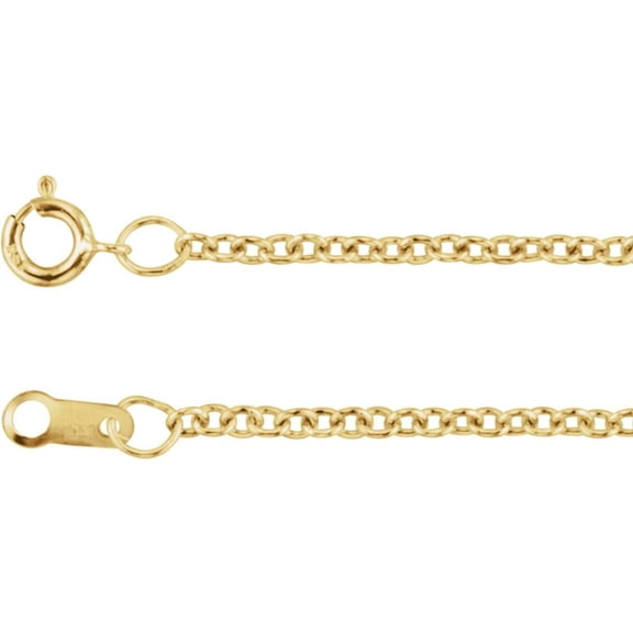 18k Yellow Gold 1.5mm Solid Cable Chain Necklace Fine Jewelry for Women Gifts for Her, 16"
