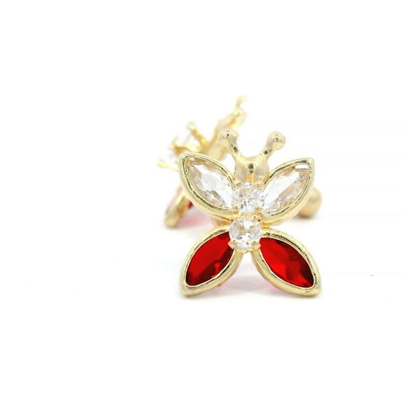 Tioneer 10.5x9mm Large Butterfly with CZTioneer 14K Yellow Gold Screw Back Earrings