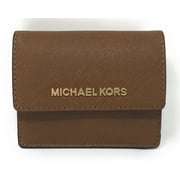 Michael Kors Jet Set Travel Leather Card Case, Id And Key Holder Wallet (Luggage)