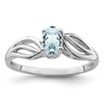 thumbnail image 1 of White Sterling Silver Ring Band Gemstone (03) March Aquamarine Oval Blue, 1 of 3