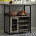 thumbnail image 3 of 3 - tier wine bar gabinete: detachable wine rack, glass holder, mesh door, ample almacenamiento para kitchen, sala de estar, y bar, 3 of 7