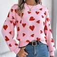 thumbnail image 6 of Conairie Valentines Day Sweater for Women Long Sleeve Cute Heart Print Crew Neck Sweatshirt Casual Loose Soft Pullover Tops Knit Sweaters Pink S, 6 of 7