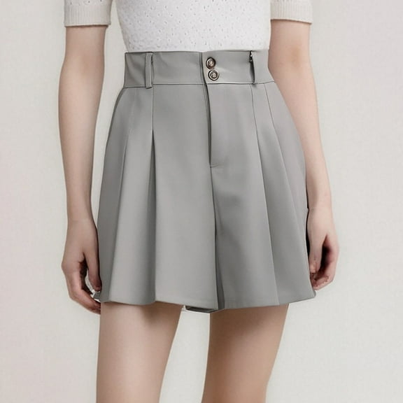 Women Pleated Skirts with Shorts Elastic Waist Uniform Plus Size Tennis Casual Skirt Gray Xxl