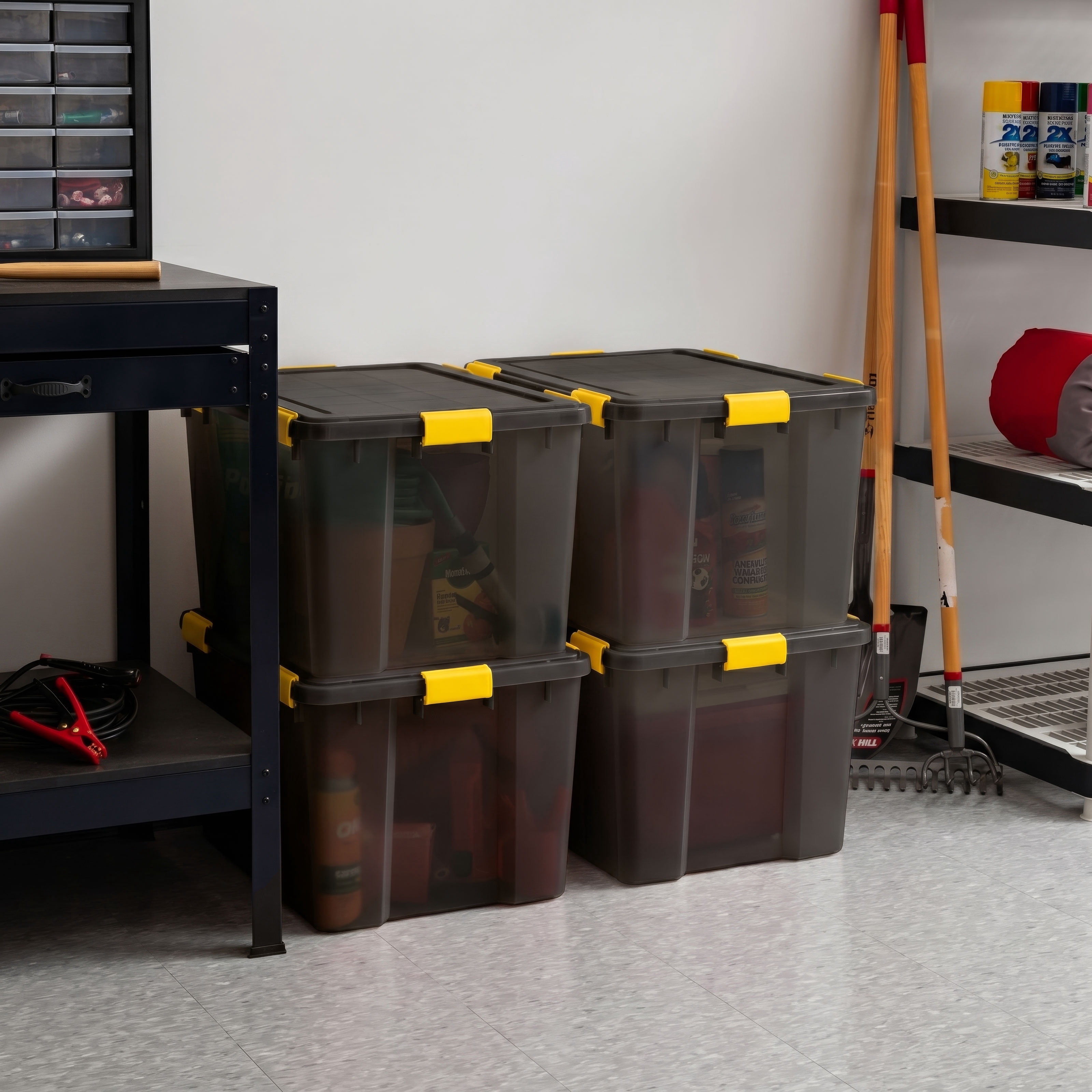 IRIS, 19 Gal Plastic Storage Bins with Sealed Lids, Black Gasket Box Airtight Containers 4Pk